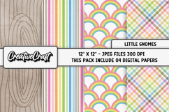 Little Gnomes Digital Papers, scrapbook backgrounds designs Product Image 1