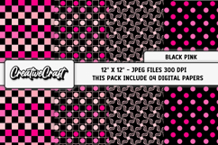 Black Pink Digital Papers, scrapbooking backgrounds designs Product Image 1