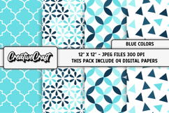 Blue Colors Digital Papers, scrapbooking backgrounds designs Product Image 1