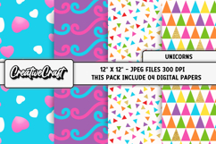 Unicorns Digital Papers, scrapbooking backgrounds designs Product Image 1