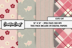 Cute Cat Digital Papers, scrapbooking backgrounds designs Product Image 1