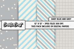 Baby Blue Grey Digital Papers, scrapbook backgrounds designs Product Image 1