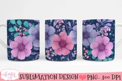 Floral Mug wrap PNG for Sublimation 11oz and 15 Product Image 3