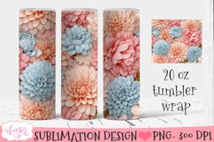 3D Floral Seamless Tumbler wrap for Sublimation PNG Product Image 1