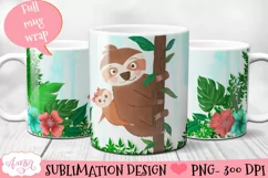 Sloth Mom Mug Wrap PNG| Cute Animal Mug Templates Product Image 1