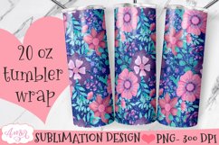 Glitter and flowers 20oz tumbler wrap sublimation PNG Product Image 3