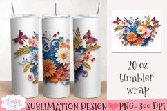 3D Tumbler Sublimation BUNDLE | Flowers and butterflies PNG Product Image 4