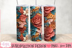 3D floral tumbler wrap sublimation, spring tumbler PNG Product Image 3