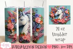 Unicorn 3D tumbler wrap PNG for sublimation Product Image 1