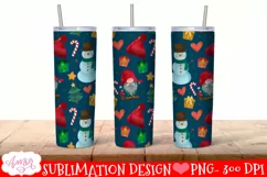Christmas tumbler wrap for sublimation | Cute snowman PNG Product Image 2