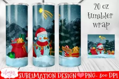 Snowman tumbler wrap for sublimation | Christmas tumbler PNG Product Image 2