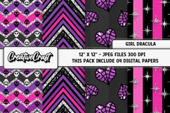 Girl Dracula Digital Papers, scrapbook backgrounds designs Product Image 1