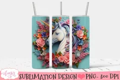 Unicorn 3D tumbler wrap PNG for sublimation Product Image 2