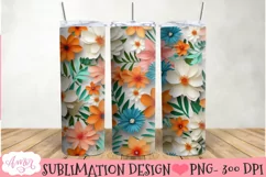 3D floral 20oz Tumbler Sublimation | Spring tumbler PNG Product Image 2