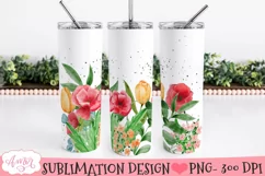 Watercolor Floral garden Tumbler template for sublimation Product Image 3