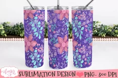 Flowers and glitter 20oz tumbler wrap sublimation PNG Product Image 1