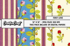 First Love Digital Papers, scrapbooking backgrounds designs Product Image 1
