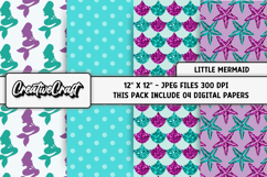 Little Mermaid Digital Papers, scrapbook backgrounds designs Product Image 1