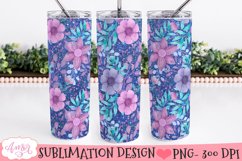 Glitter and flowers 20oz tumbler wrap PNG design Product Image 3