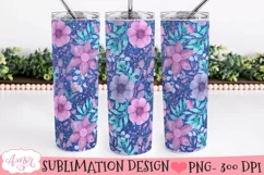 Glitter and flowers 20oz tumbler wrap PNG design Product Image 3