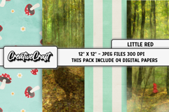 Little Red Digital Papers, scrapbooking backgrounds designs Product Image 1