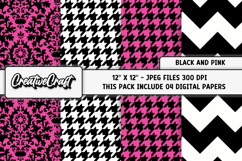 Black Pink Digital Papers, scrapbooking backgrounds designs Product Image 1