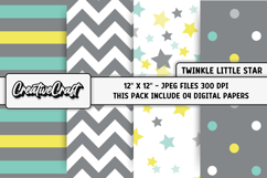 Twinkle Little Star Digital Paper, night illustration design Product Image 1