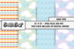 Rain Time Digital Papers, scrapbooking backgrounds designs Product Image 1