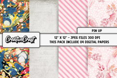 Pin Up Digital Papers, vintage scrapbook backgrounds designs Product Image 1
