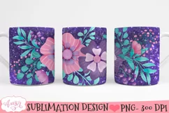 Floral Mug wrap PNG for Sublimation 11oz and 15oz Product Image 3