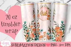 Bride Tumbler Wrap for Sublimation | Wedding tumbler PNG Product Image 3