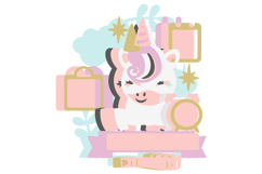 Unicorn Birth Stats announcement signs 3D SVG Product Image 3