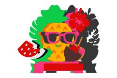 Tropical Pineapple &amp; Fruits Summer Cake Topper 3D SVG Product Image 3