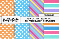 Fitness Cute Digital Papers, scrapbook backgrounds designs Product Image 1