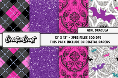 Girl Dracula Digital Papers, scrapbook backgrounds designs Product Image 1