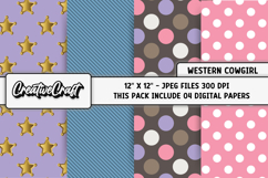 Sheriff Cowgirl Digital Paper, scrapbook background designs Product Image 1