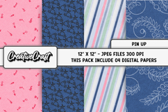 Pin Up Digital Papers, vintage scrapbook backgrounds designs Product Image 1