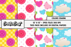 Colors Sewing Digital Papers, scrapbook backgrounds designs Product Image 1