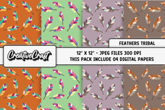 Feathers Tribal Digital Papers, scrapbook background designs Product Image 1
