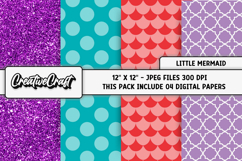 Little Mermaid Digital Papers, scrapbook backgrounds designs Product Image 1