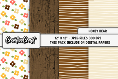 Honey Bear Digital Papers, scrapbooking backgrounds designs Product Image 1