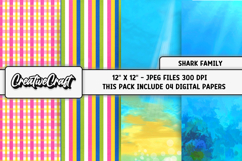 Shark Family Digital Papers, scrapbook backgrounds designs Product Image 1