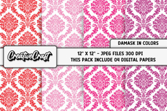 Colors Damask Digital Papers, scrapbook backgrounds designs Product Image 1