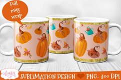 Fall 11oz mug sublimation template, pumpkin mug PNG Product Image 1