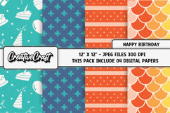 Happy Birthday Digital Papers, scrapbook backgrounds designs Product Image 1