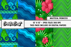 Nautical Princess Digital Papers, scrapbooking backgrounds Product Image 1