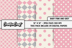 Baby Pink Grey Digital Papers, scrapbook backgrounds designs Product Image 1