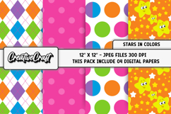 Colors Stars Digital Papers, scrapbook background designs Product Image 1