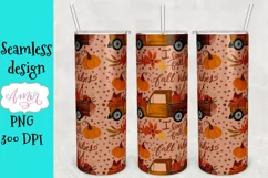 Fall 20 oz tumbler PNG for sublimation, harvester truck png Product Image 2