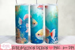Watercolor Sea underwater Tumbler Wrap Sublimation PNG Product Image 2